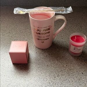 Pink Mug and Candle Set